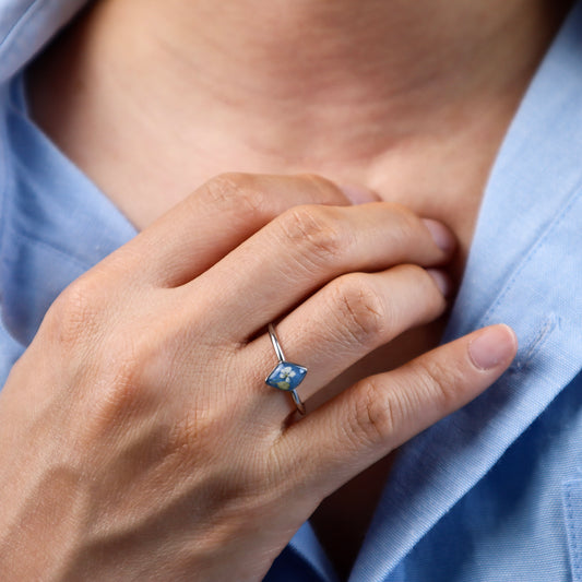 Blue Diamond Steel Ring
