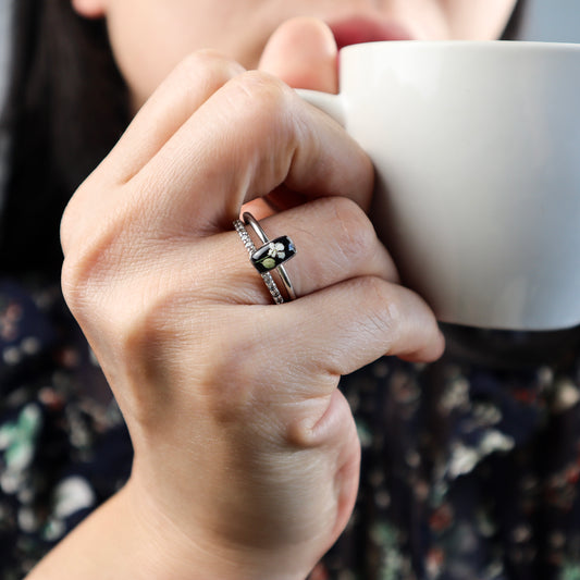 Black Rectangle Steel Ring
