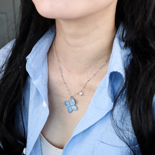 Light Blue Hydrangea Necklace