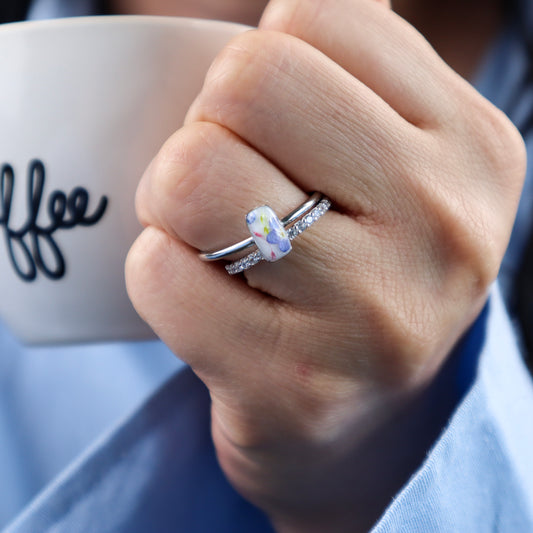 White Rectangle Steel Ring