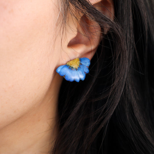 Blue Daisy Stud Earrings