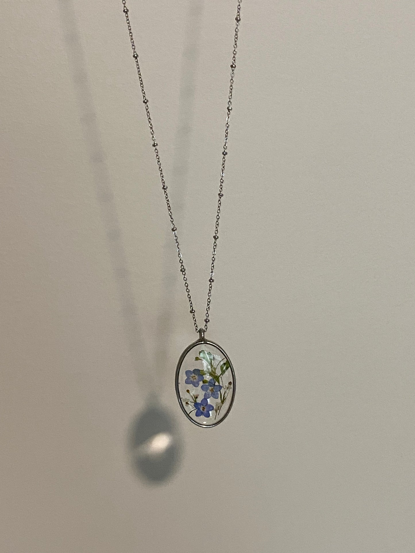 Forget-Me-Not Garden Oval Necklace