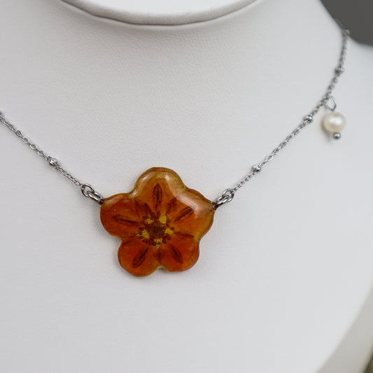 Orange Potentilla Necklace