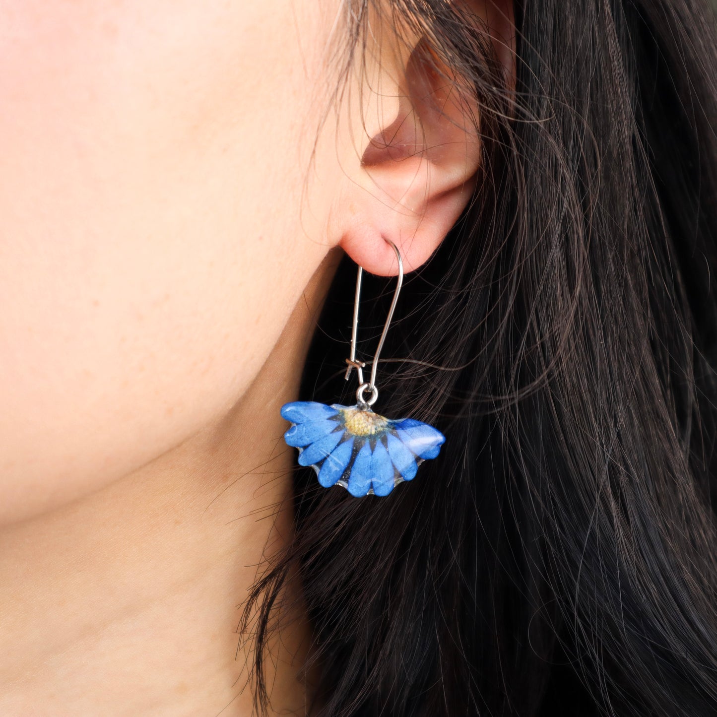 Blue Daisy Hook Earrings