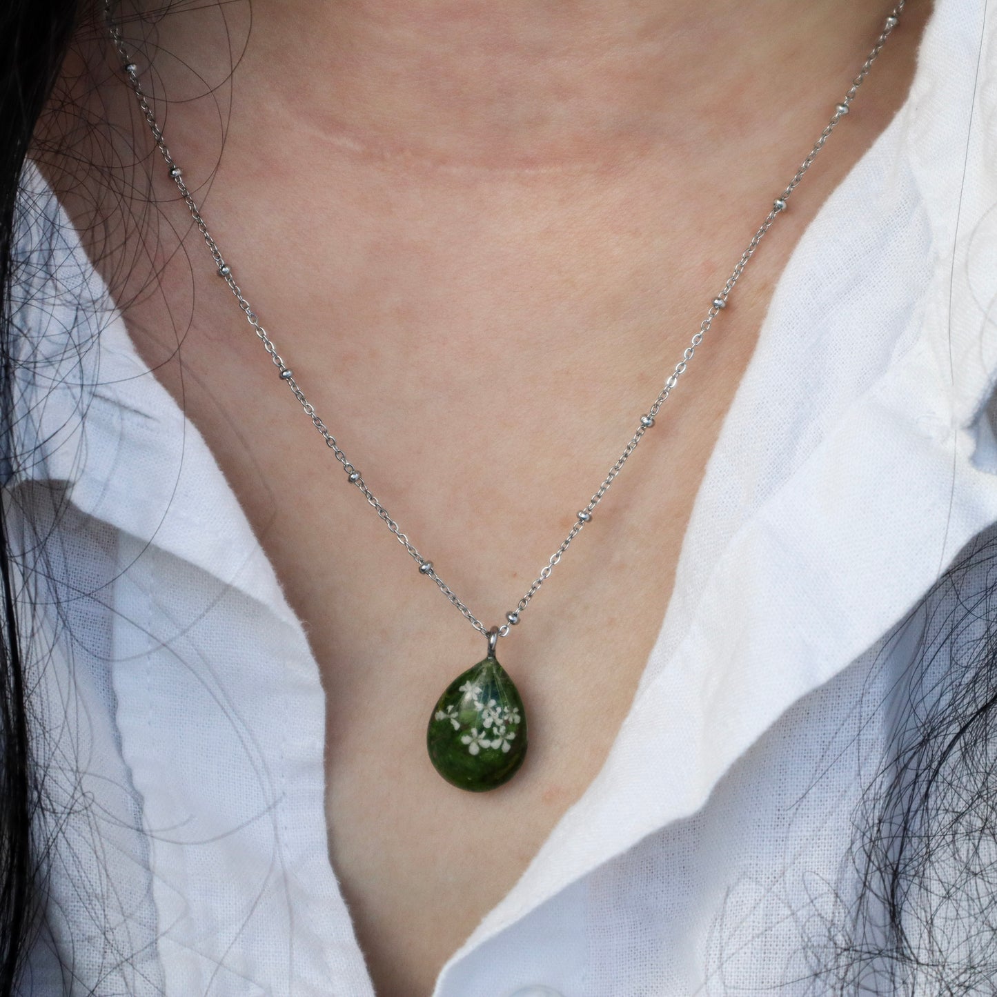 Green Waterdrop Pendant Necklace