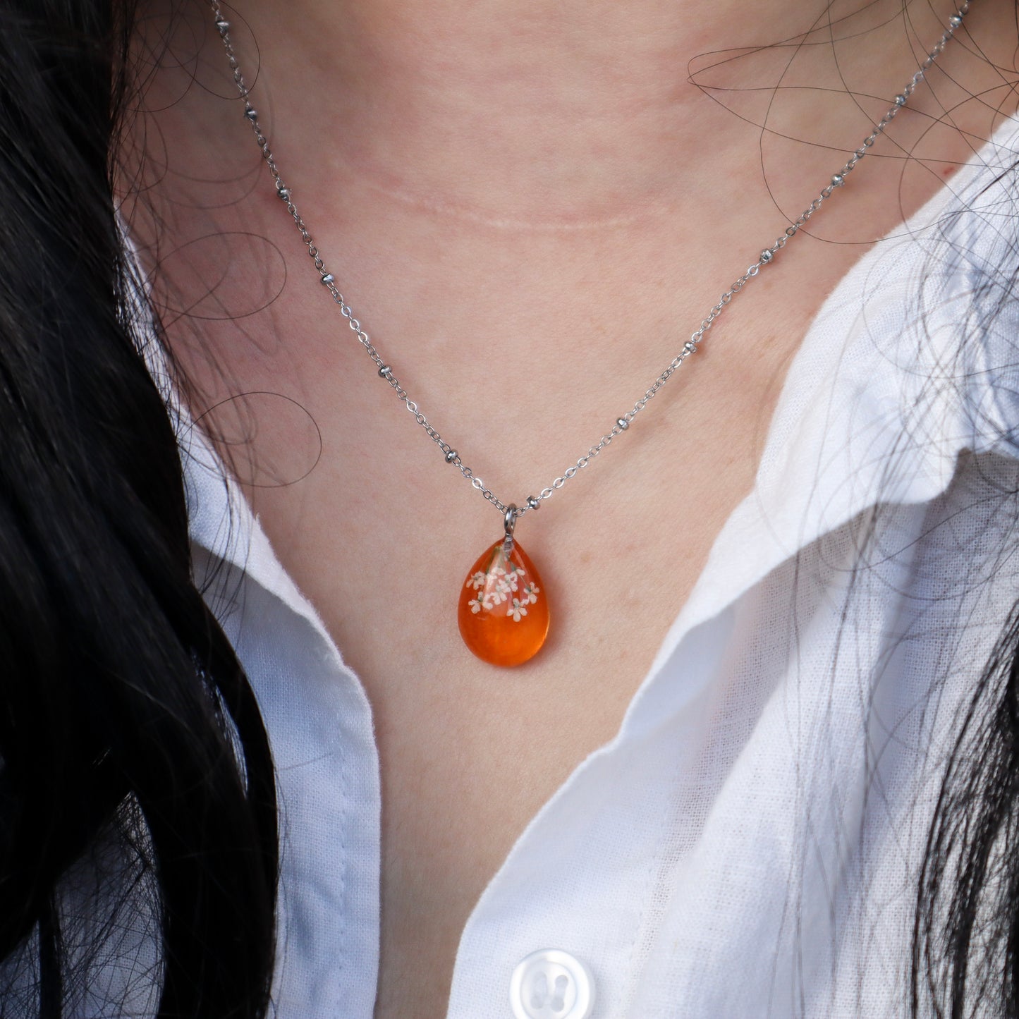 Orange Waterdrop Pendant Necklace