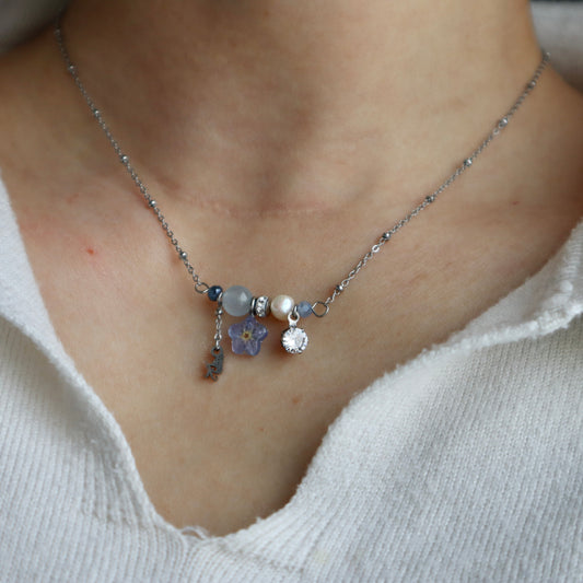 Sky Blue Forget-me-not beads Mix Necklace