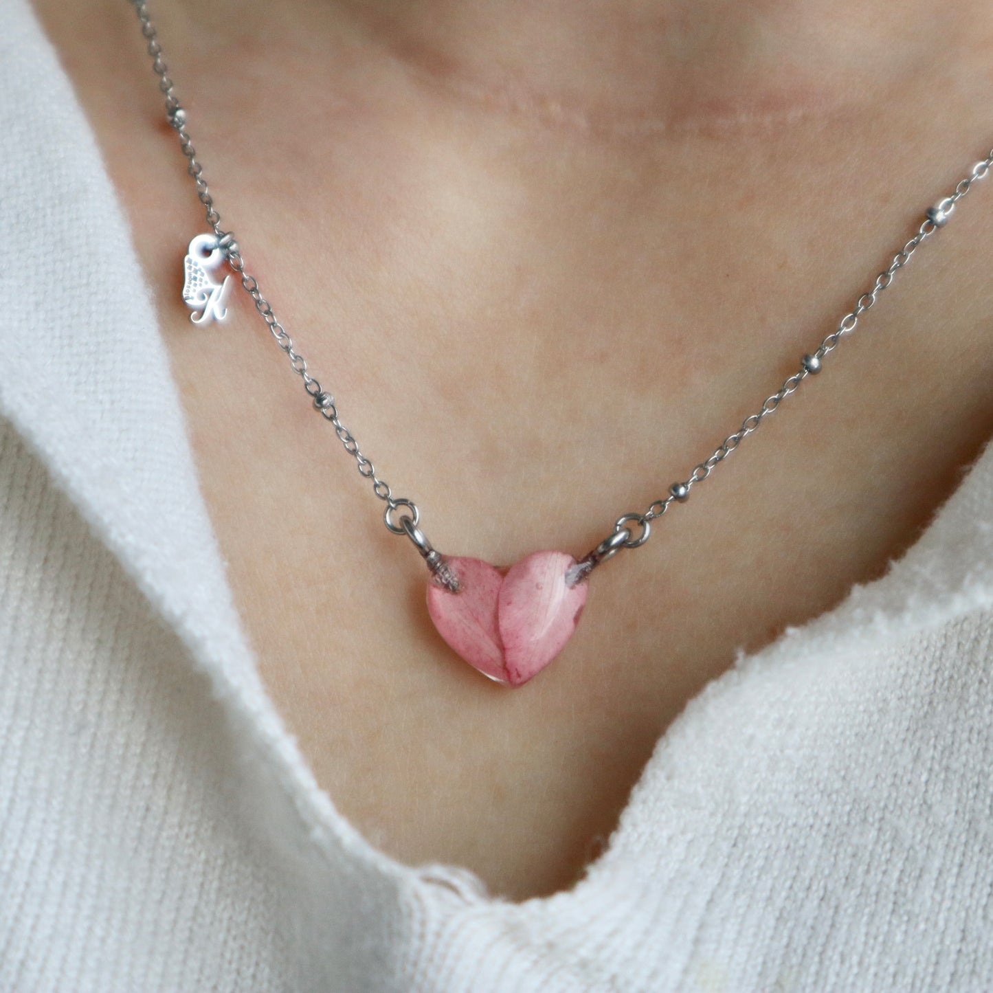 Heart necklace pink