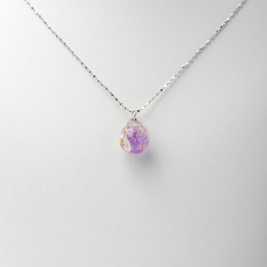 Purple 12mm Waterdrop Flower Ball Necklace