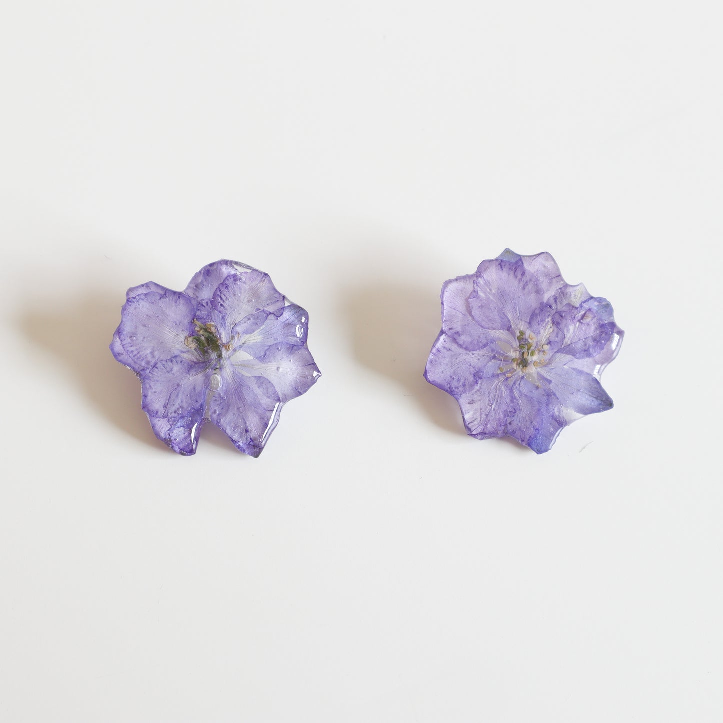 Natural Purple Lackspur Earring